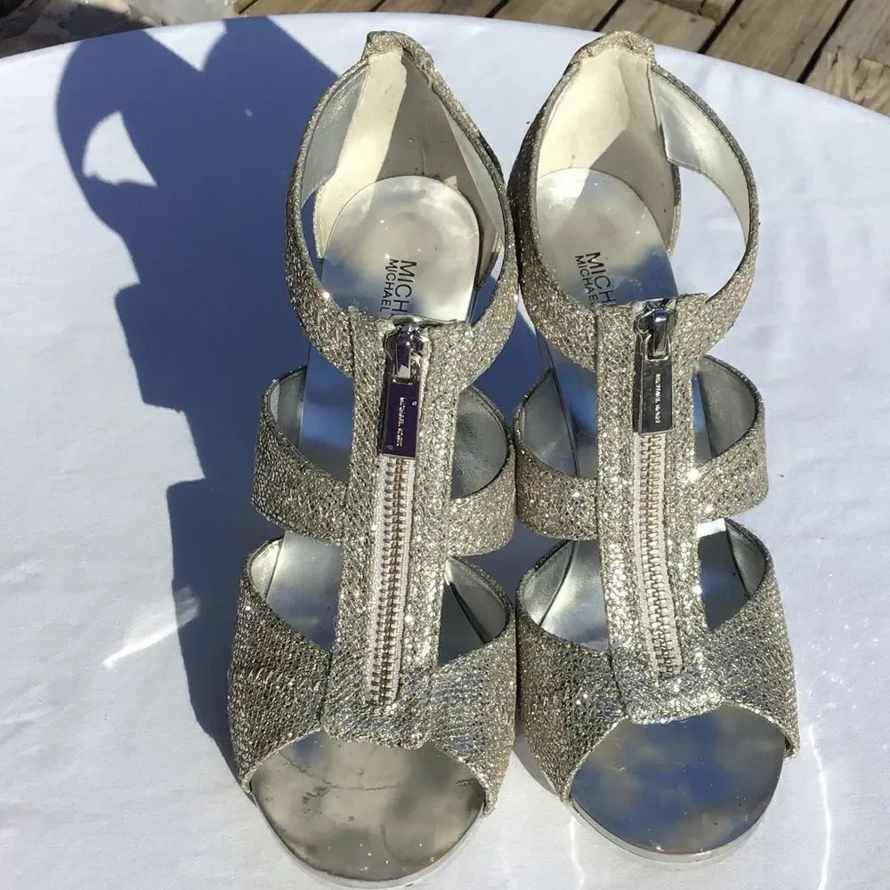 MICHAEL Michael Kors Berkley T-Strap Sandals Silver